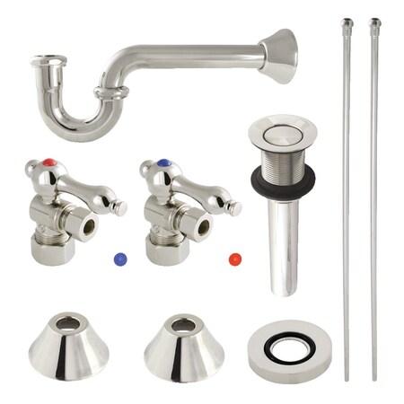 Kingston Brass Plumbing Sink Trim Kit with PTrap and Drain, Polished Nickel CC53306VKB30